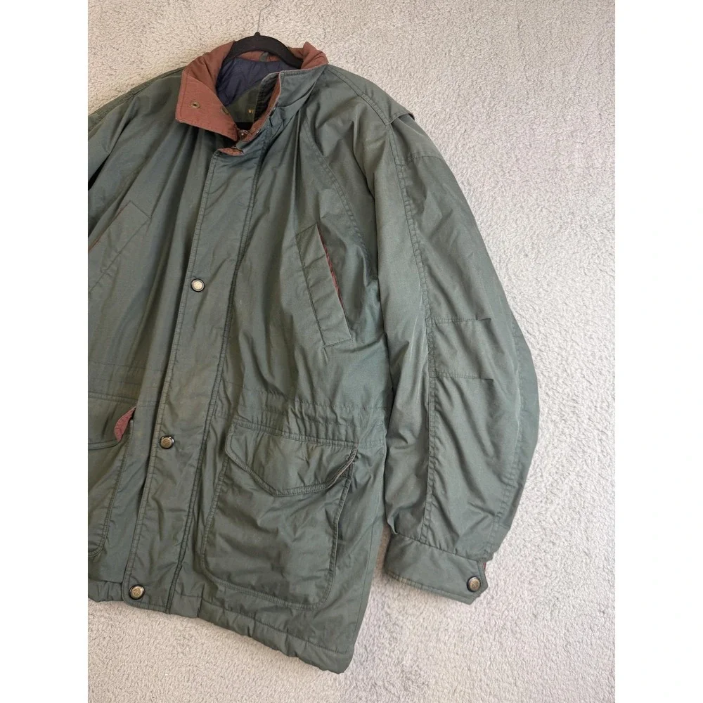 William Barry Jacket Mens‎ Medium Green Quilted Lined Field Hunting Zip Snap